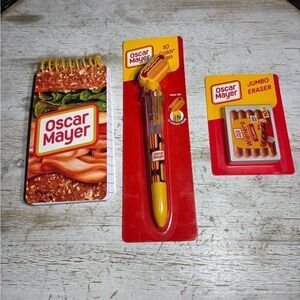 3 pc New Oscar Mayer Wieners Bundle Pen Notepad Jumbo Eraser NWT
